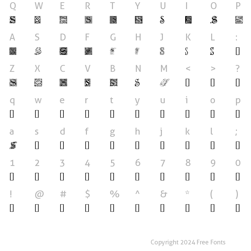 Character Map of Ornamental Initials S Regular