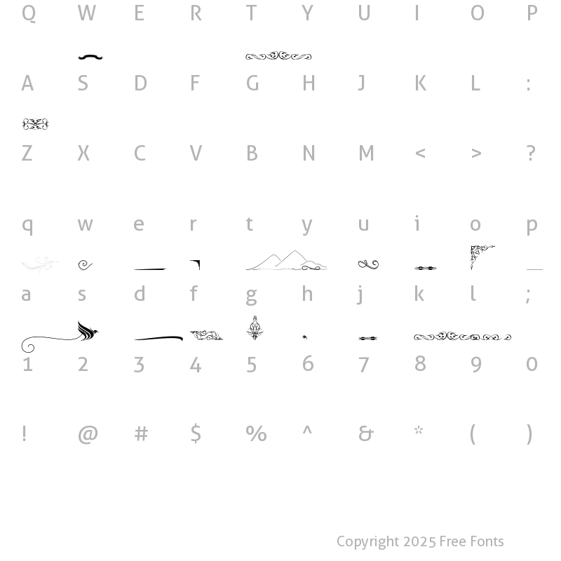 Character Map of OrnamentOutline Regular