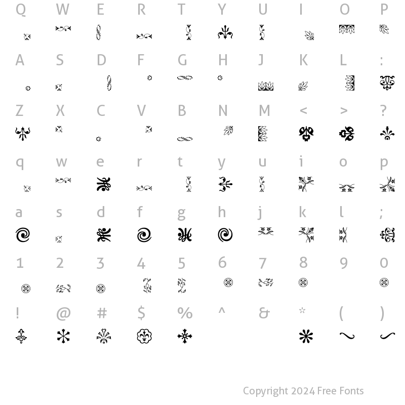 Character Map of Ornaments Village FB Regular