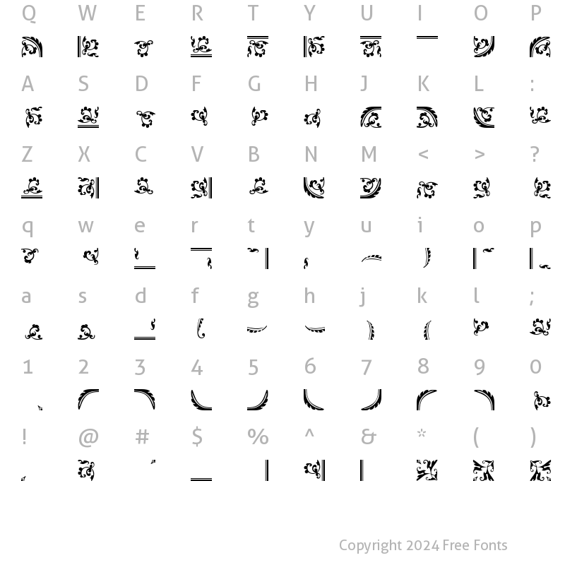 Character Map of OrnamentsTwoSSi Regular