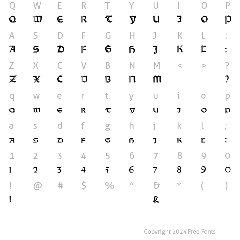 Character Map of Orotund Capitals Heavy