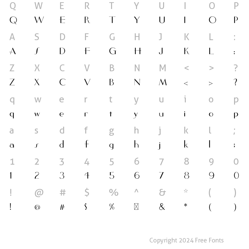 Character Map of Orpheum Regular