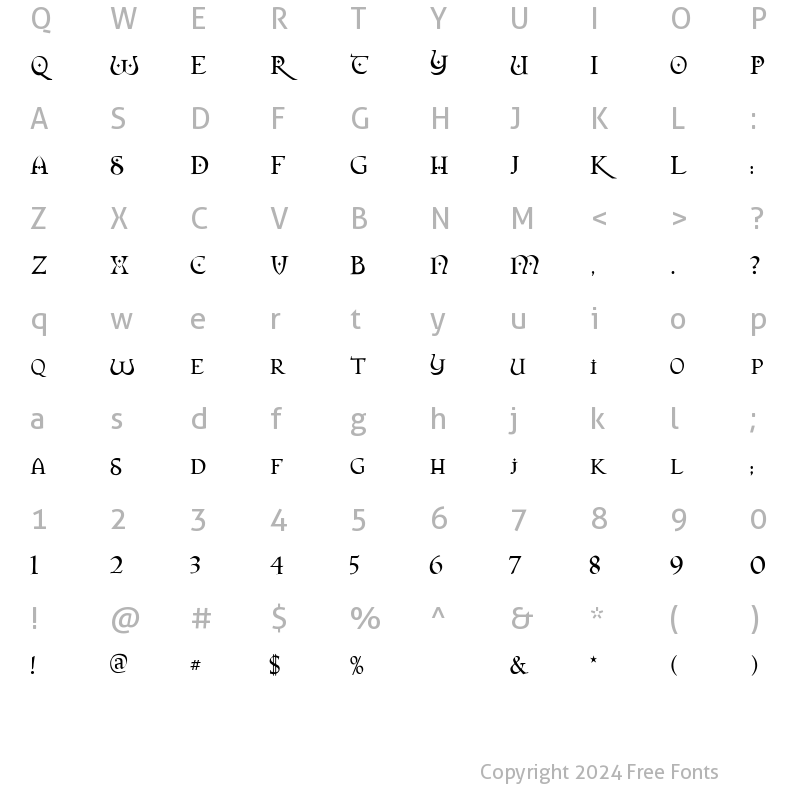 Character Map of Orpheus Regular