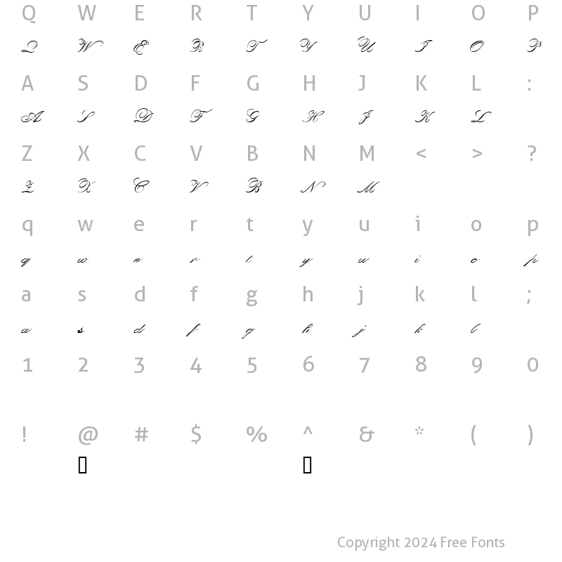 Character Map of Orphiel Demo Regular