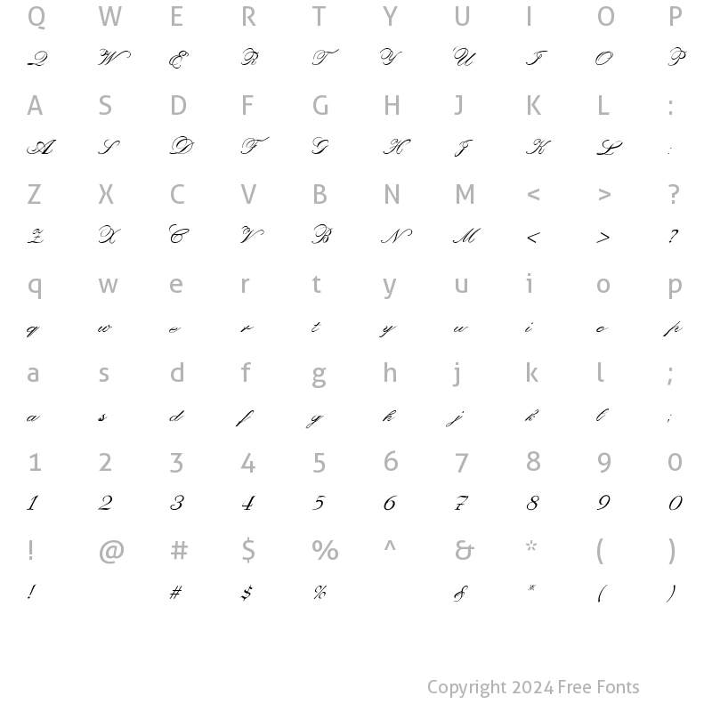 Character Map of Orphiel Regular