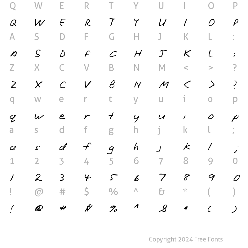 Character Map of OrsonsHand Regular