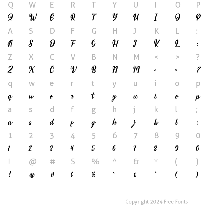 Character Map of Ortega Regular