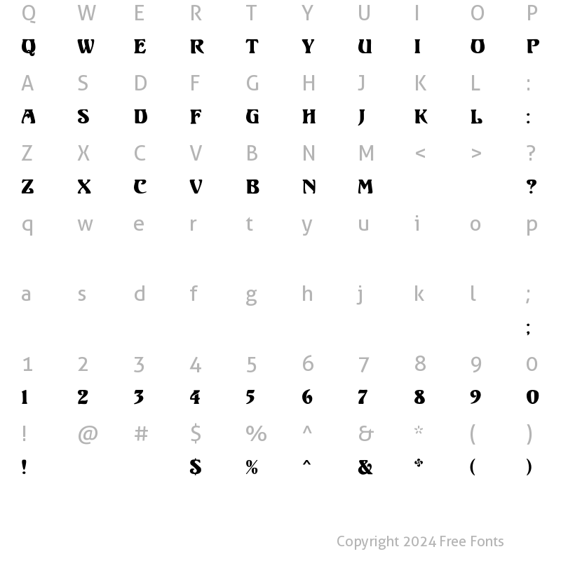 Character Map of Ortem Mecanorma Regular