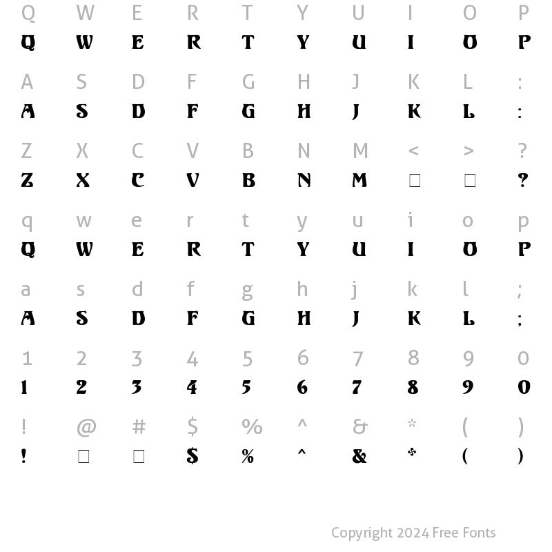 Character Map of Ortem MN Regular