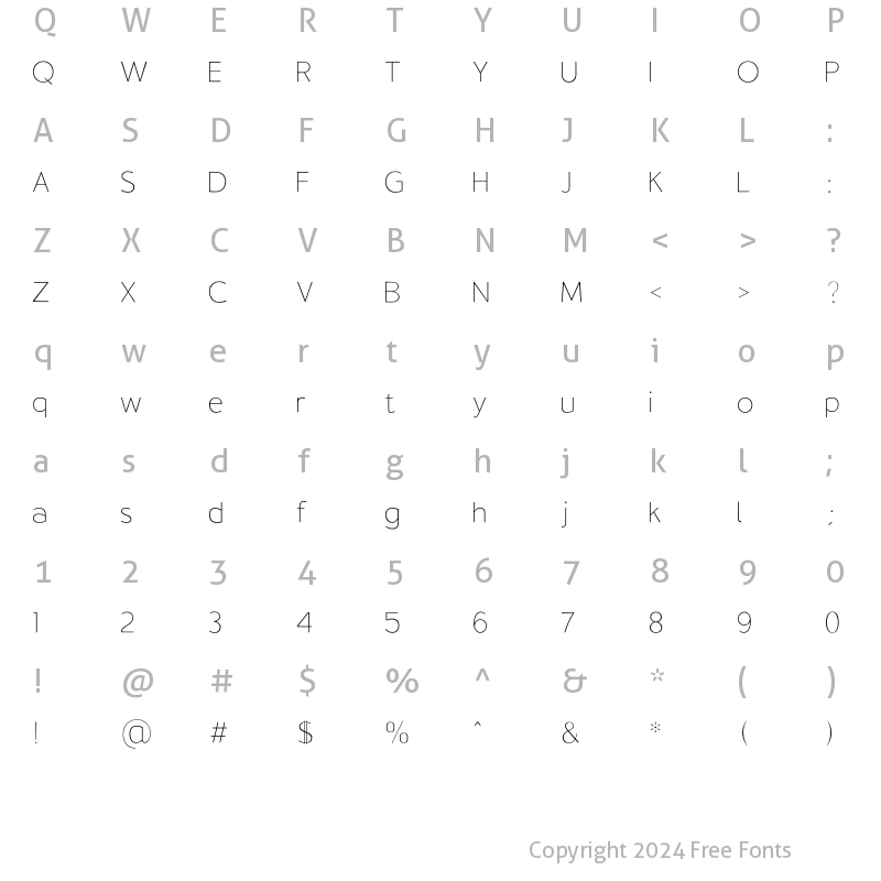 Character Map of Osande Thin