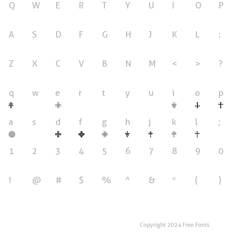 Character Map of OssianEF Ornaments Regular