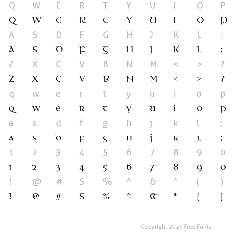 Character Map of OssianEF SC Regular