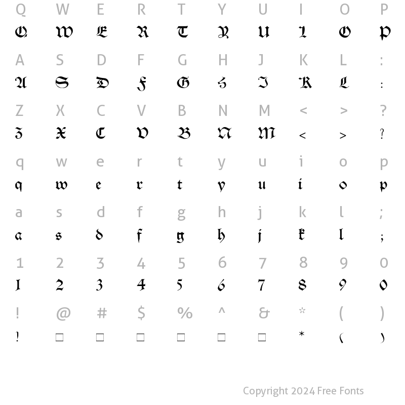 Character Map of Ostgotisch Normal