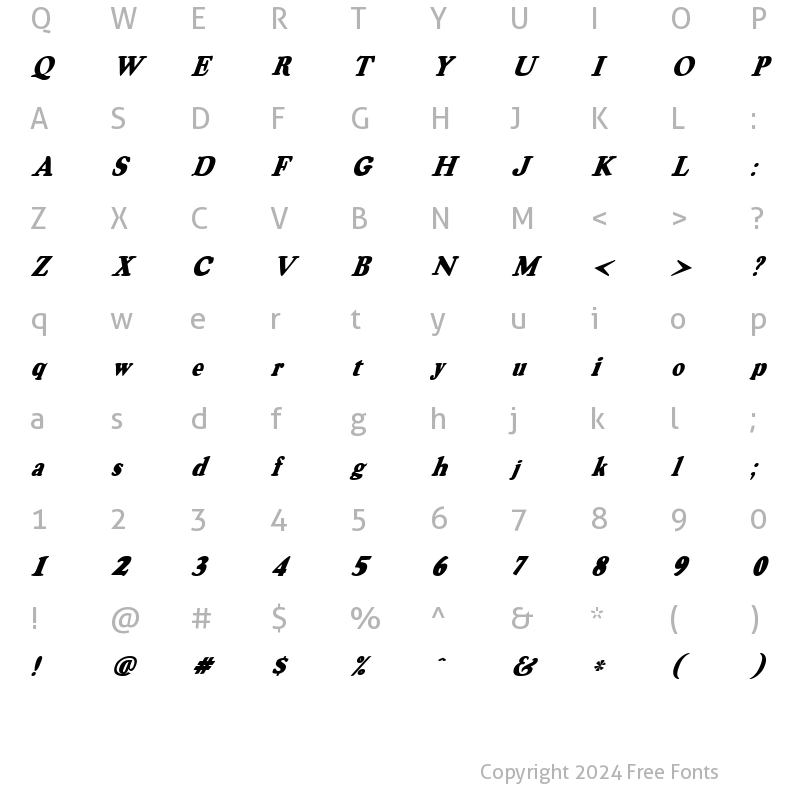 Character Map of OswaldGrey Italic