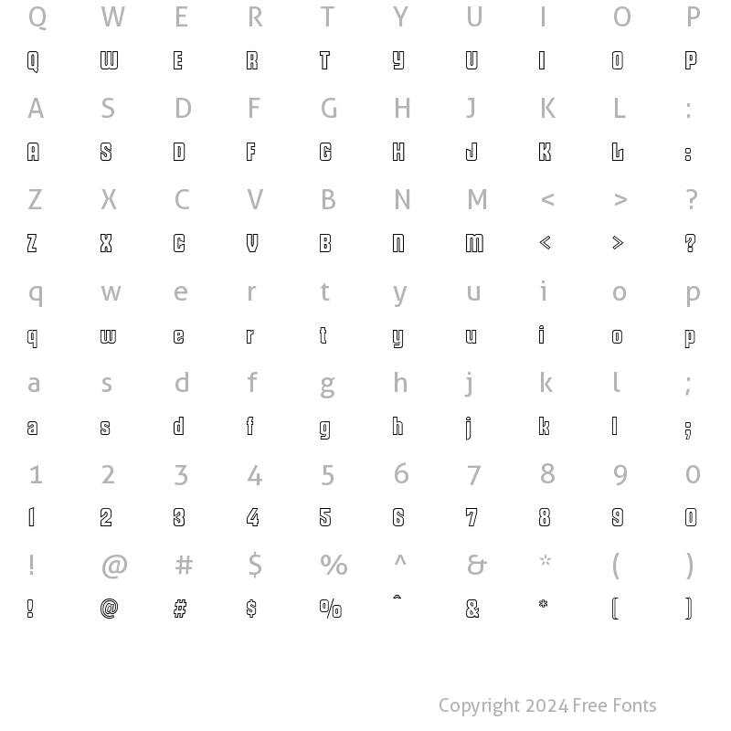 Character Map of OthelloOutline Regular