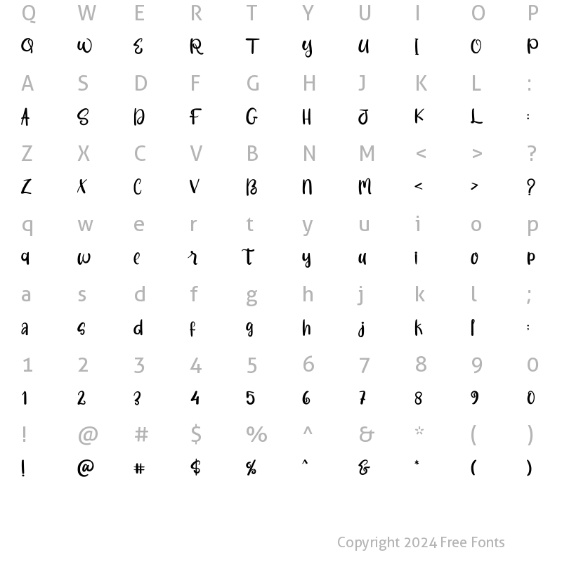 Character Map of Otivia Regular