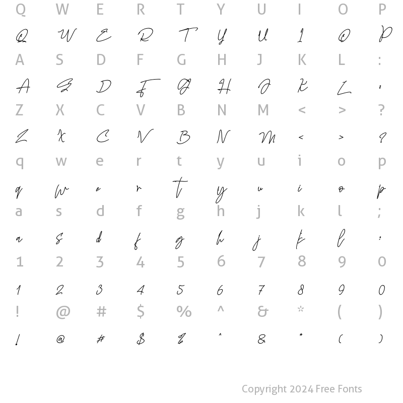 Character Map of Ottbelix Italic