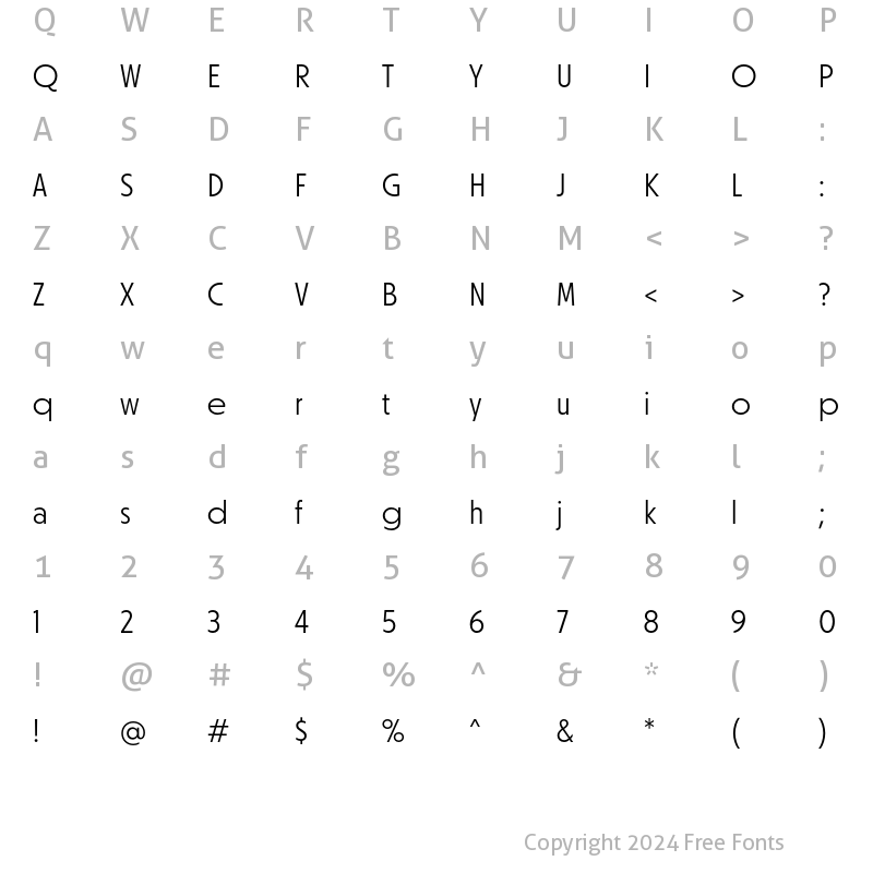 Character Map of Otterco Display Light