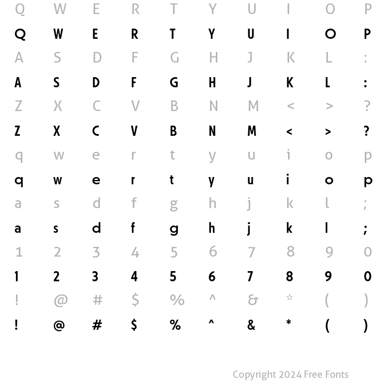 Character Map of Otterco Display Medium