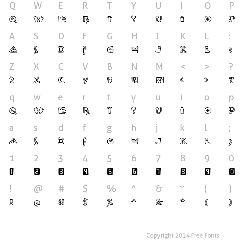 Character Map of Ouch Regular