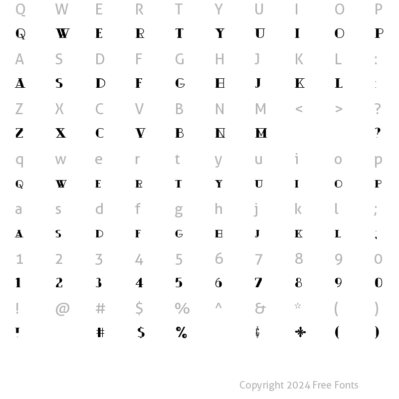 Character Map of Ouijadork Regular