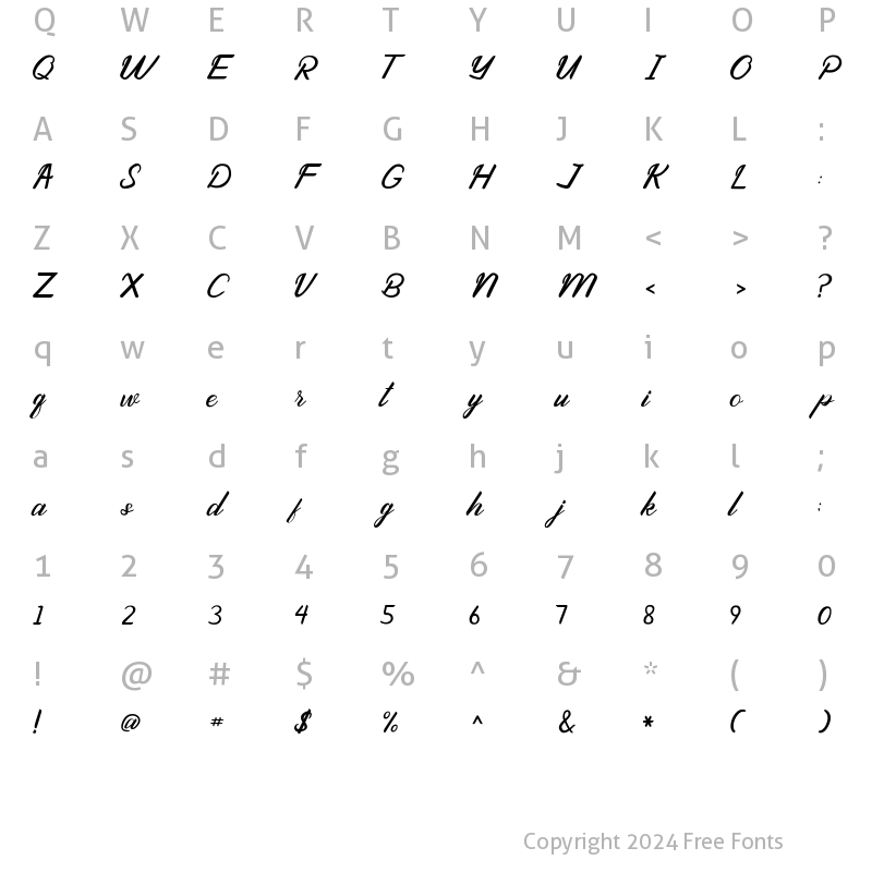 Character Map of Oulina Regular