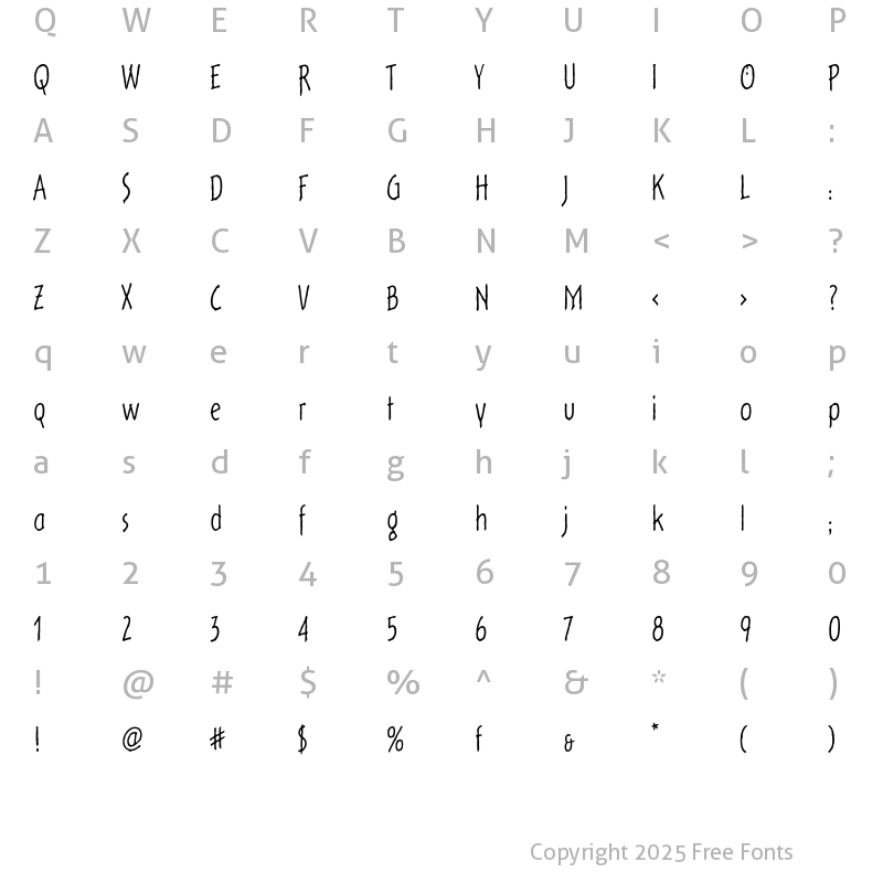 Character Map of Out of the Fridge ITC Regular