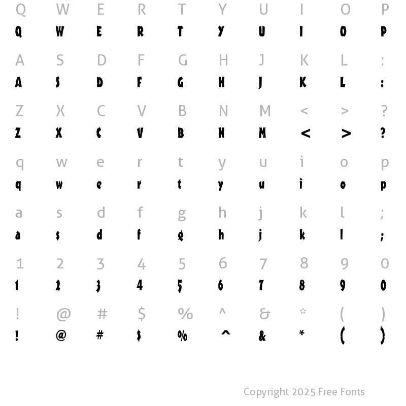 Character Map of Outback ITC Std Regular