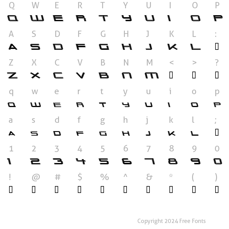 Character Map of Outer Limits Extended Italic