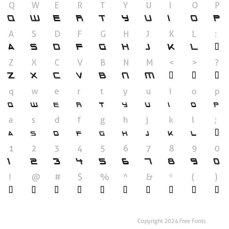 Character Map of Outer Limits Italic