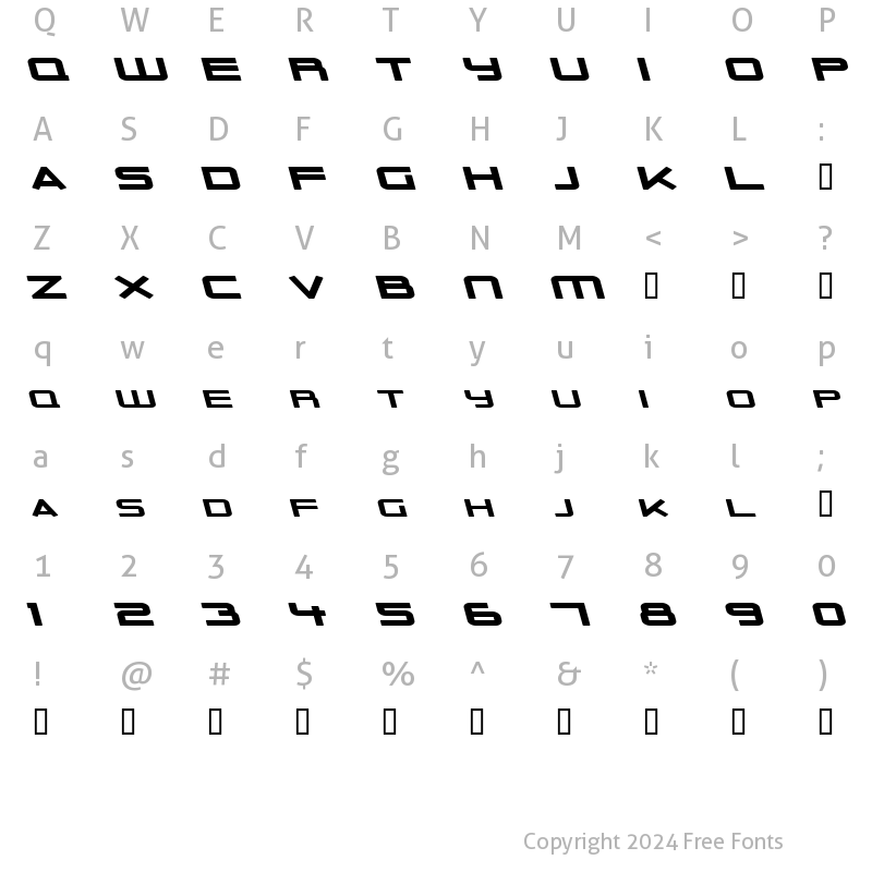 Character Map of Outer Limits Solid Extended Italic