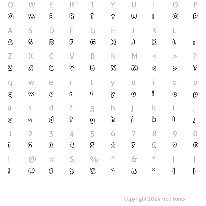 Character Map of Outer Sider (BRK) Regular