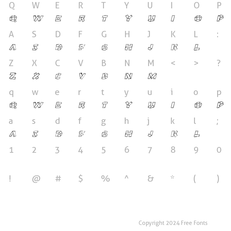 Character Map of OutHouseDisplayCaps Italic