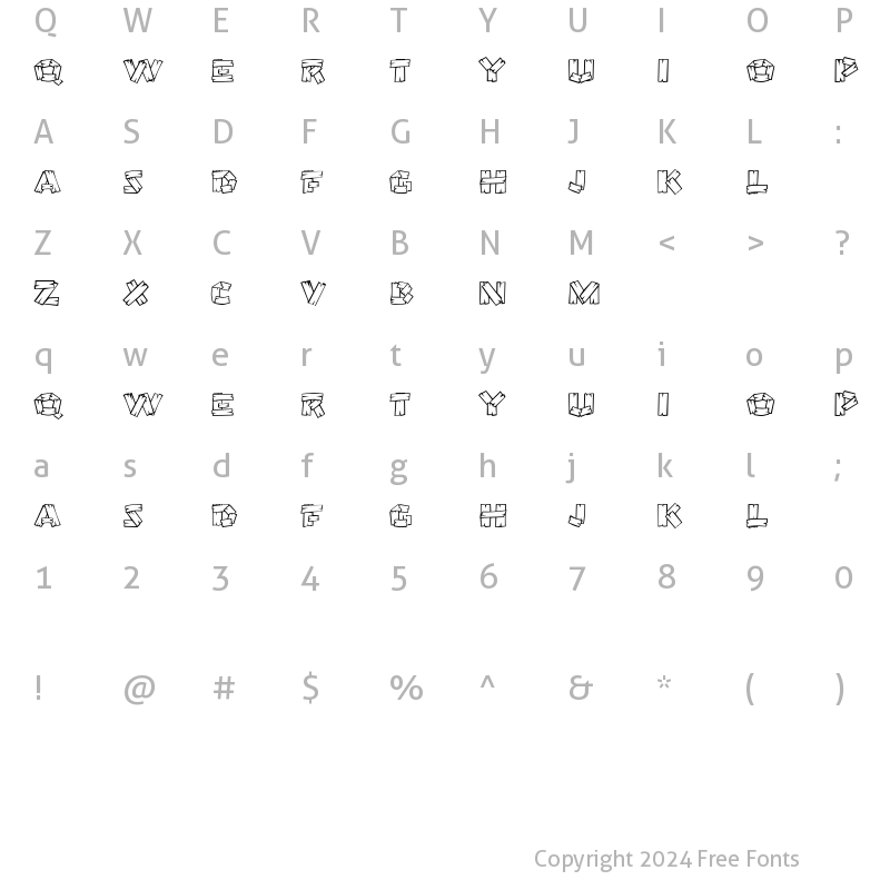 Character Map of OutHouseDisplayCaps Regular