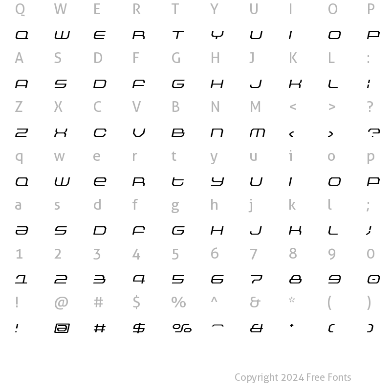 Character Map of Outlander Nova Light Italic