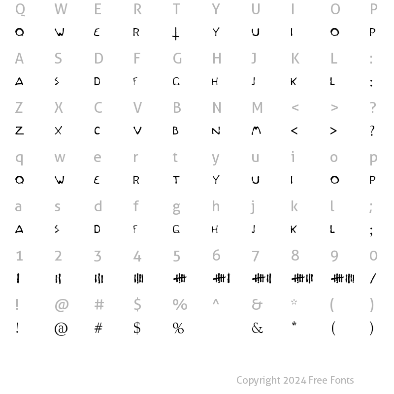 Character Map of Outlast 2 Game Font Regular