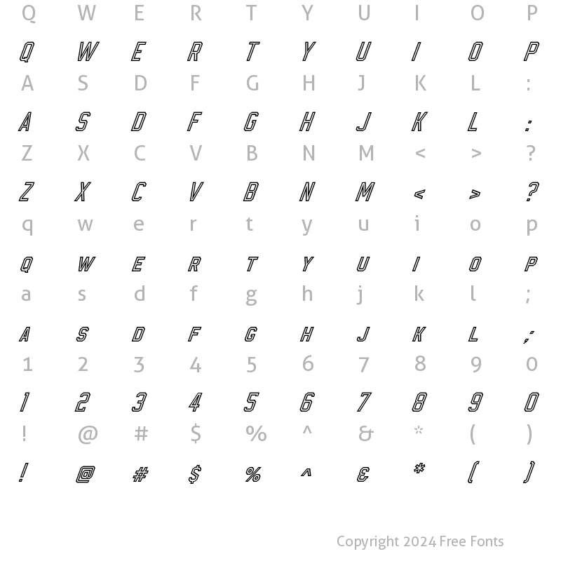 Character Map of OUTLINE 99 Italic