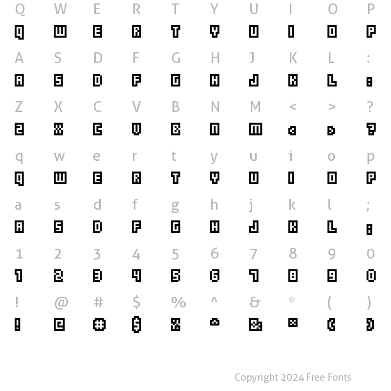 Character Map of OutlinePixel Regular