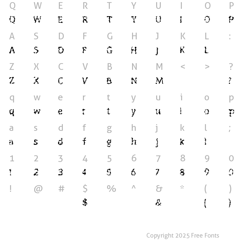 Character Map of outofink Regular