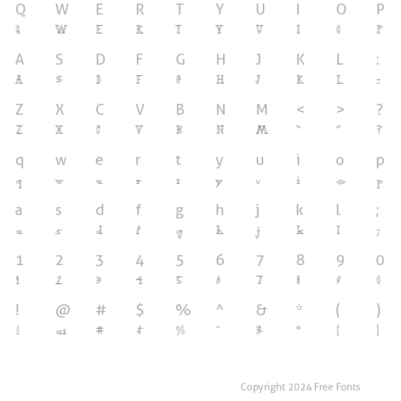 Character Map of Outwest-Light Light