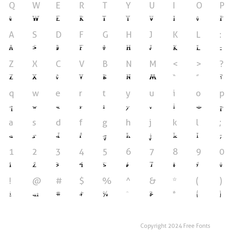 Character Map of OutwestHalfFull Regular