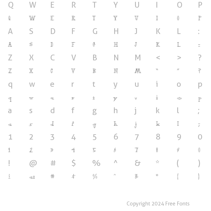 Character Map of OutwestLight Regular