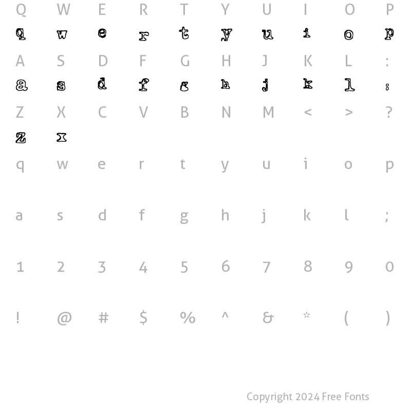 Character Map of Outwrite Regular