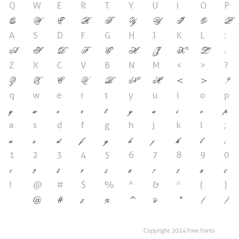 Character Map of Ouverture script Regular