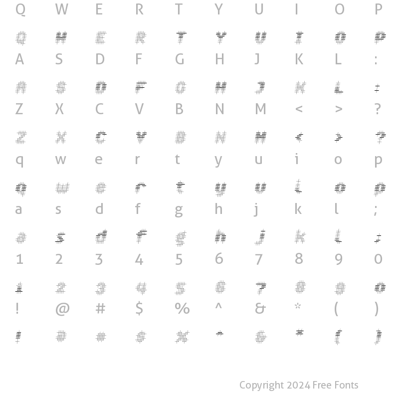 Character Map of Overcross ExtraLightOblique