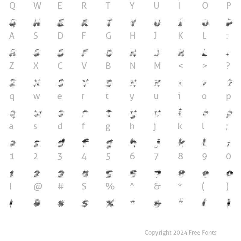 Character Map of Overcross LightOblique