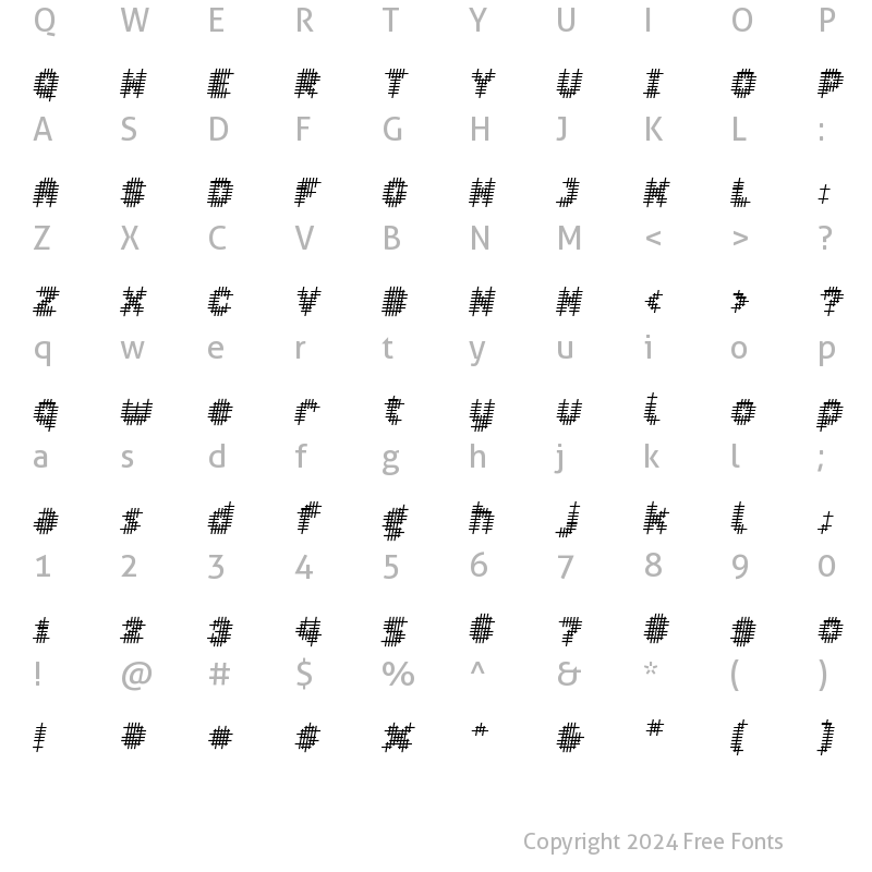 Character Map of Overcross SemiBoldOblique