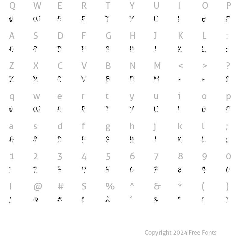 Character Map of OVERGEAR CREATIVE Regular