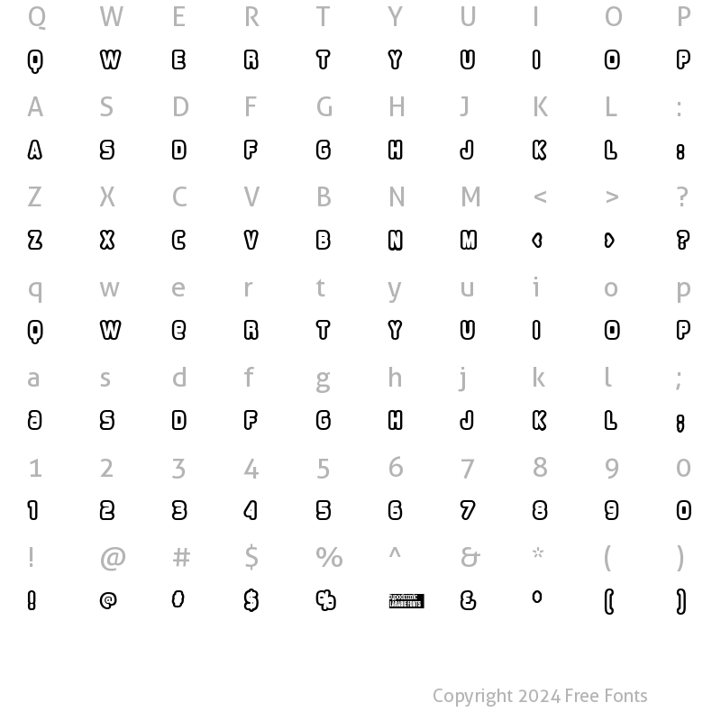 Character Map of Overload Burn Regular