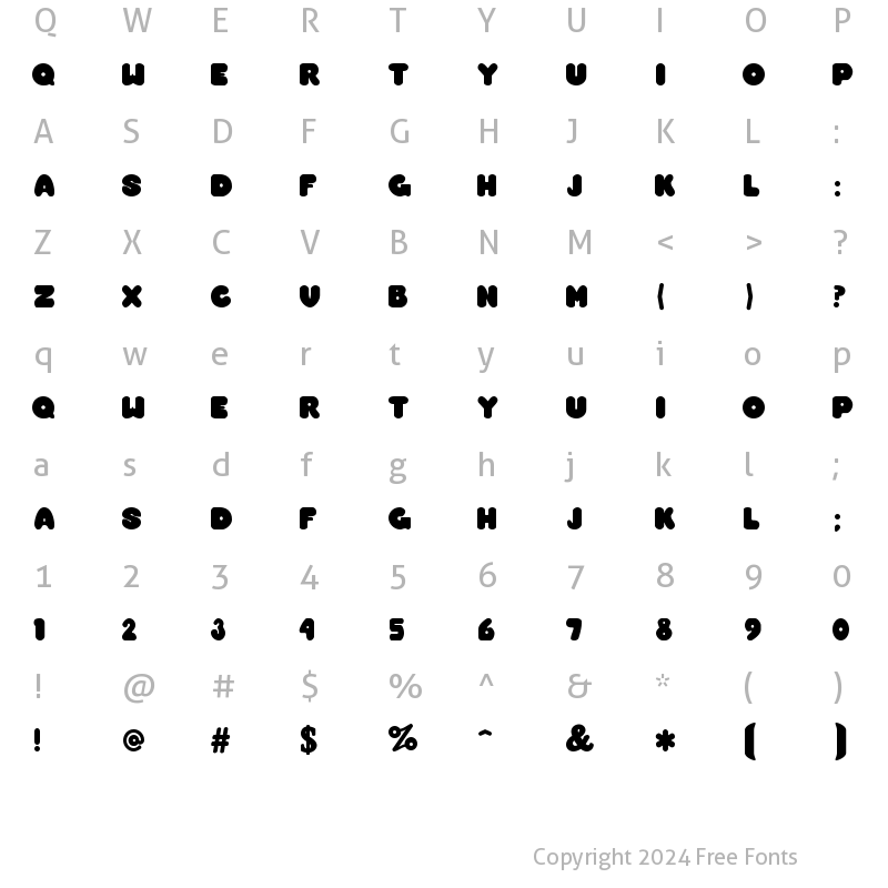 Character Map of Overmuch Regular